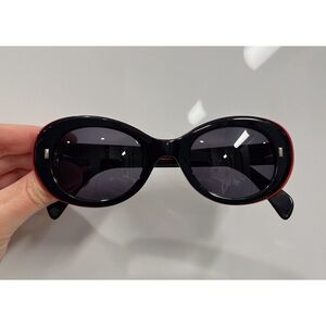 $500 Cutler and Gross chic classic oval sunglasses black red